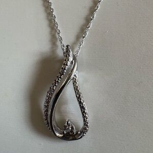 Sterling silver diamond chipped necklace